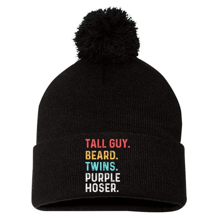 dude tall guy beard twins purple hoser Pom Pom 12in Knit Beanie