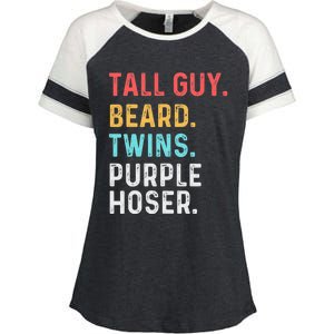 dude tall guy beard twins purple hoser Enza Ladies Jersey Colorblock Tee