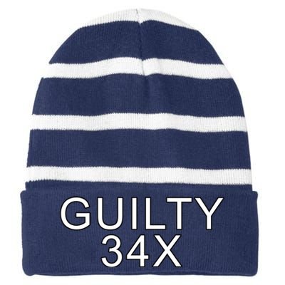 Donald Trump Guilty On 34 Counts Striped Beanie with Solid Band