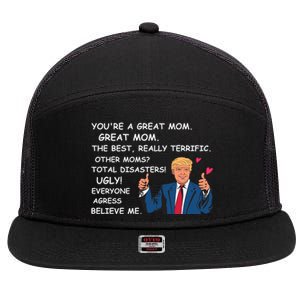 Donald Trump Great Mom Mothers Day 7 Panel Mesh Trucker Snapback Hat