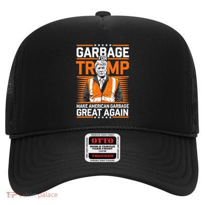 Donald Trump Garbage Orange Reflective Safety Vest High Crown Mesh Back Trucker Hat