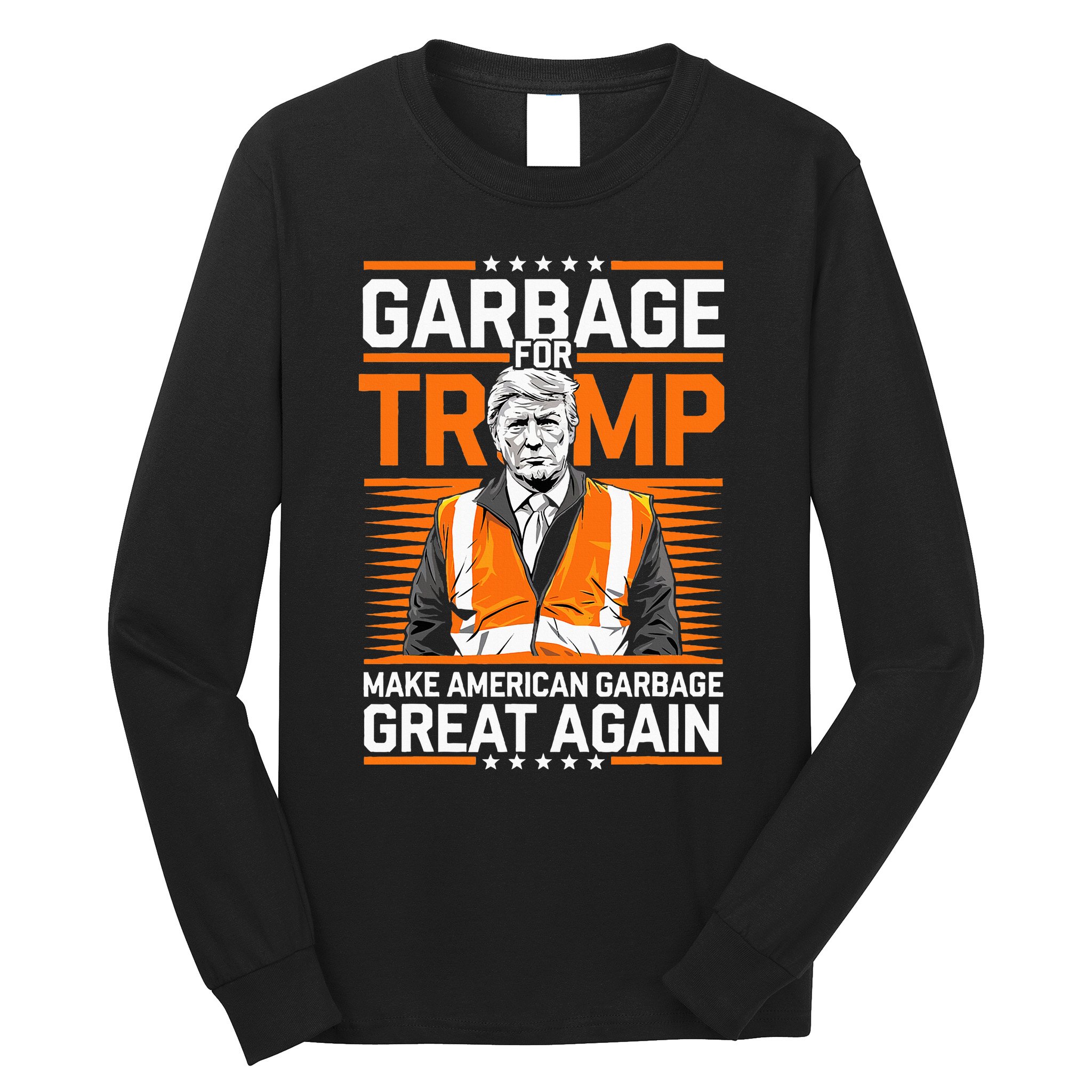 Donald Trump Garbage Orange Reflective Safety Vest Long Sleeve Shirt