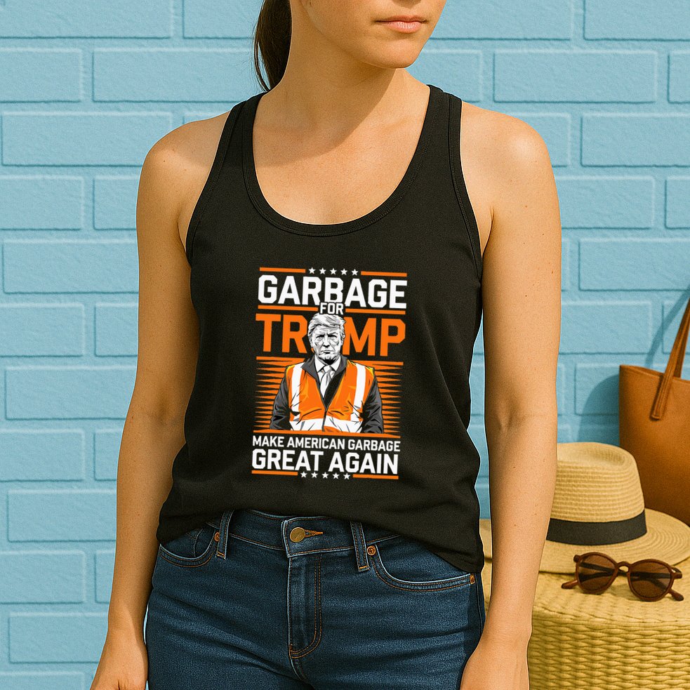 Donald Trump Garbage Orange Reflective Safety Vest Womens Tank Top