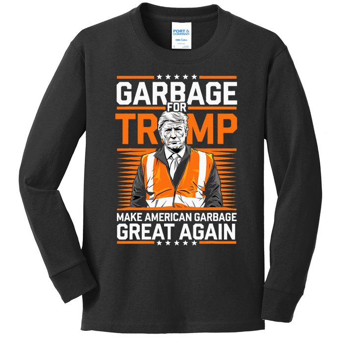 Donald Trump Garbage Orange Reflective Safety Vest Kids Long Sleeve Shirt