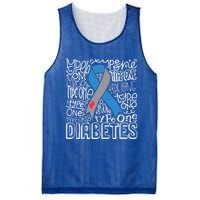 Diabetes Typography Grey Blue Ribbon Diabetes Awareness Funny Gift Mesh Reversible Basketball Jersey Tank