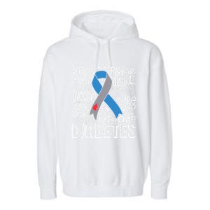 Diabetes Typography Grey Blue Ribbon Diabetes Awareness Funny Gift Garment-Dyed Fleece Hoodie