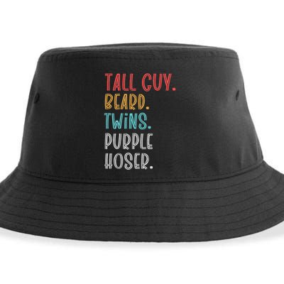 Dude Tall Guy Beard Twins Purple Hoser Funny Sustainable Bucket Hat