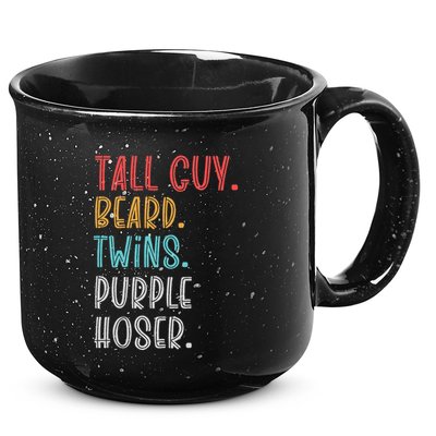 Dude Tall Guy Beard Twins Purple Hoser Funny 15oz Campfire Ceramic Mug