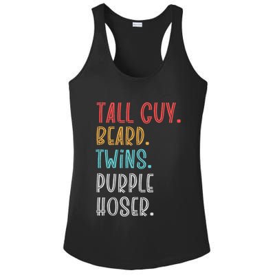 Dude Tall Guy Beard Twins Purple Hoser Funny Ladies PosiCharge Competitor Racerback Tank