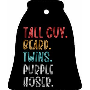 Dude Tall Guy Beard Twins Purple Hoser Funny Ceramic Bell Ornament