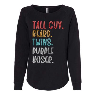 Dude Tall Guy Beard Twins Purple Hoser Funny Womens California Wash Sweatshirt