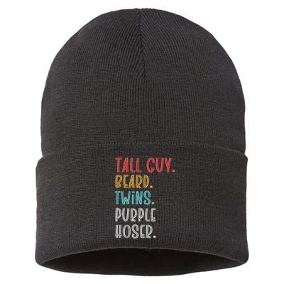 Dude Tall Guy Beard Twins Purple Hoser Funny Sustainable Knit Beanie