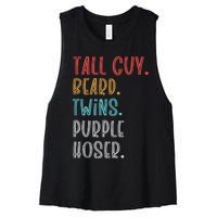 Dude Tall Guy Beard Twins Purple Hoser Funny Women's Racerback Cropped Tank