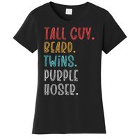 Dude Tall Guy Beard Twins Purple Hoser Funny Women's T-Shirt