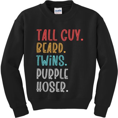 Dude Tall Guy Beard Twins Purple Hoser Funny Kids Sweatshirt
