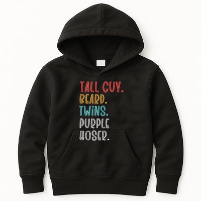 Dude Tall Guy Beard Twins Purple Hoser Funny Kids Hoodie