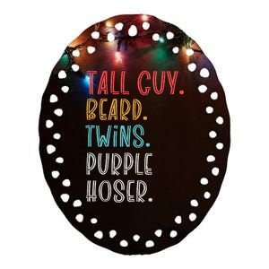 Dude Tall Guy Beard Twins Purple Hoser Funny Ceramic Oval Ornament