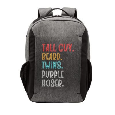 Dude Tall Guy Beard Twins Purple Hoser Funny Vector Backpack