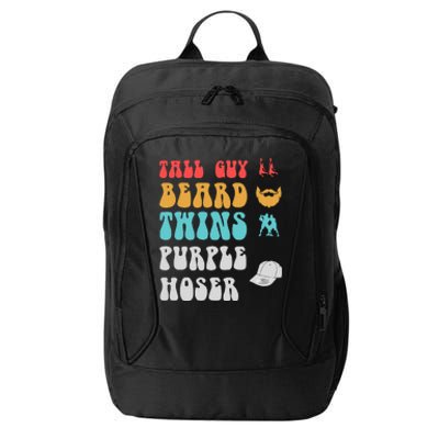 Dude Tall Guy Beard Twins Purple Hoser Funny City Backpack