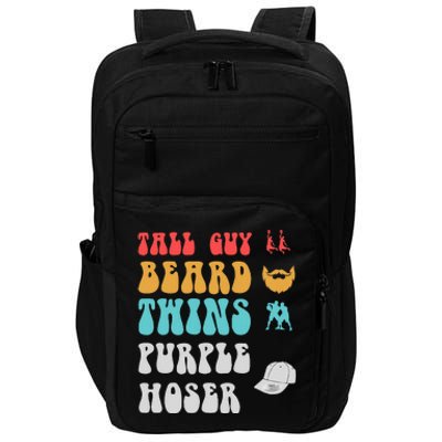 Dude Tall Guy Beard Twins Purple Hoser Funny Impact Tech Backpack