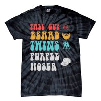 Dude Tall Guy Beard Twins Purple Hoser Funny Tie-Dye T-Shirt