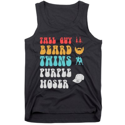 Dude Tall Guy Beard Twins Purple Hoser Funny Tank Top