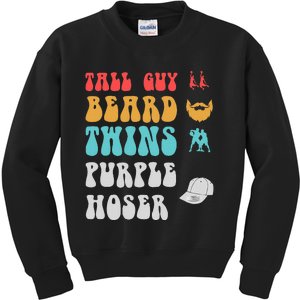 Dude Tall Guy Beard Twins Purple Hoser Funny Kids Sweatshirt