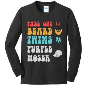 Dude Tall Guy Beard Twins Purple Hoser Funny Kids Long Sleeve Shirt