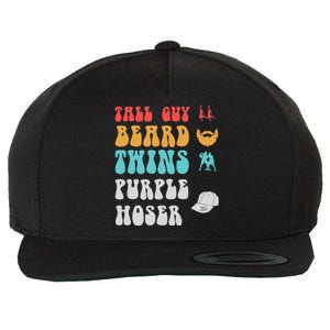 Dude Tall Guy Beard Twins Purple Hoser Funny Wool Snapback Cap