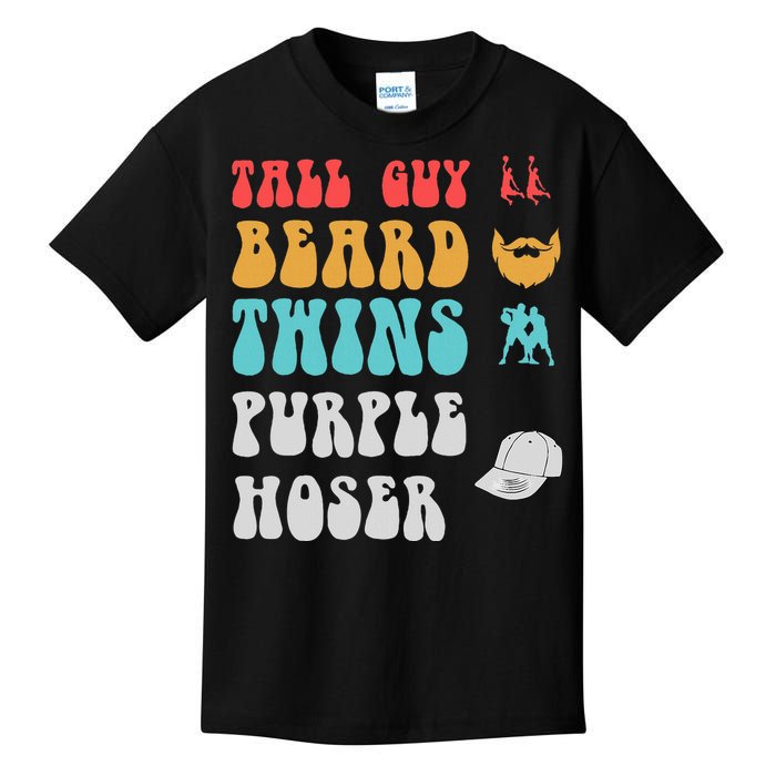 Dude Tall Guy Beard Twins Purple Hoser Funny Kids T-Shirt