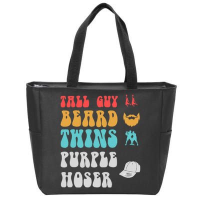 Dude Tall Guy Beard Twins Purple Hoser Funny Zip Tote Bag