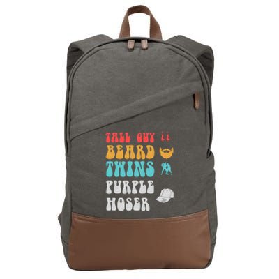 Dude Tall Guy Beard Twins Purple Hoser Funny Cotton Canvas Backpack