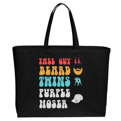 Dude Tall Guy Beard Twins Purple Hoser Funny Cotton Canvas Jumbo Tote