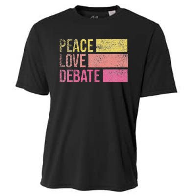 Debate Team Gifts Peace Love Debate Vintage Funny Debate Cooling Performance Crew T-Shirt