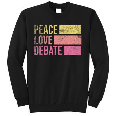 Debate Team Gifts Peace Love Debate Vintage Funny Debate Sweatshirt