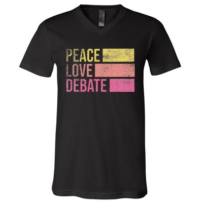 Debate Team Gifts Peace Love Debate Vintage Funny Debate V-Neck T-Shirt