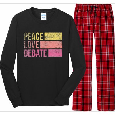 Debate Team Gifts Peace Love Debate Vintage Funny Debate Long Sleeve Pajama Set