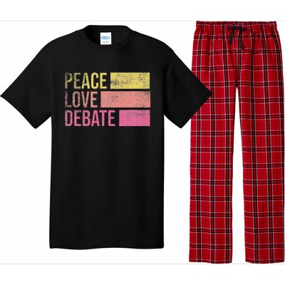 Debate Team Gifts Peace Love Debate Vintage Funny Debate Pajama Set