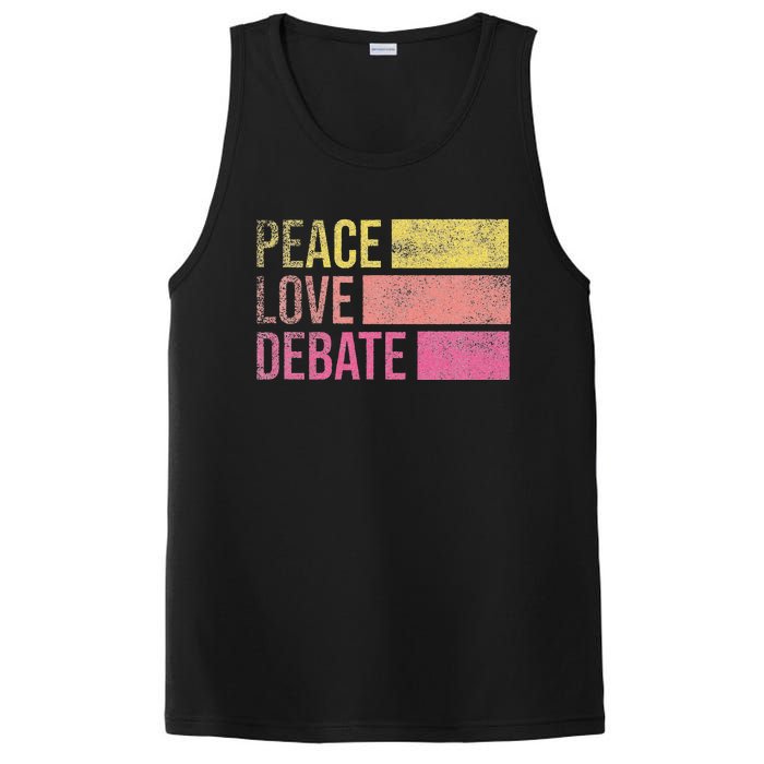 Debate Team Gifts Peace Love Debate Vintage Funny Debate PosiCharge Competitor Tank