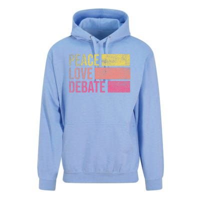 Debate Team Gifts Peace Love Debate Vintage Funny Debate Unisex Surf Hoodie