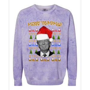 Donald Trump Gift Santa Ugly Christmas Merry Trumpmas Gift Colorblast Crewneck Sweatshirt