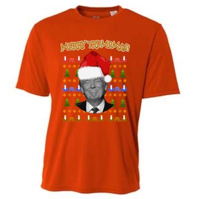 Donald Trump Gift Santa Ugly Christmas Merry Trumpmas Gift Cooling Performance Crew T-Shirt