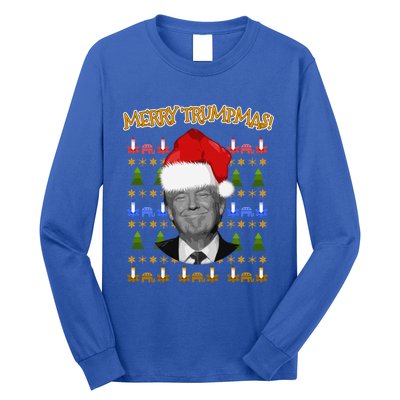 Donald Trump Gift Santa Ugly Christmas Merry Trumpmas Gift Long Sleeve Shirt