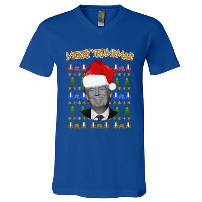 Donald Trump Gift Santa Ugly Christmas Merry Trumpmas Gift V-Neck T-Shirt