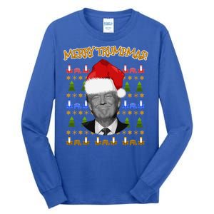 Donald Trump Gift Santa Ugly Christmas Merry Trumpmas Gift Tall Long Sleeve T-Shirt