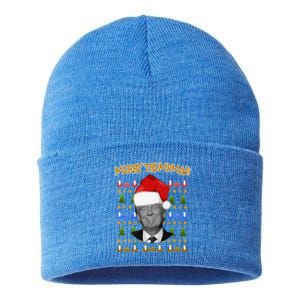 Donald Trump Gift Santa Ugly Christmas Merry Trumpmas Gift Sustainable Knit Beanie