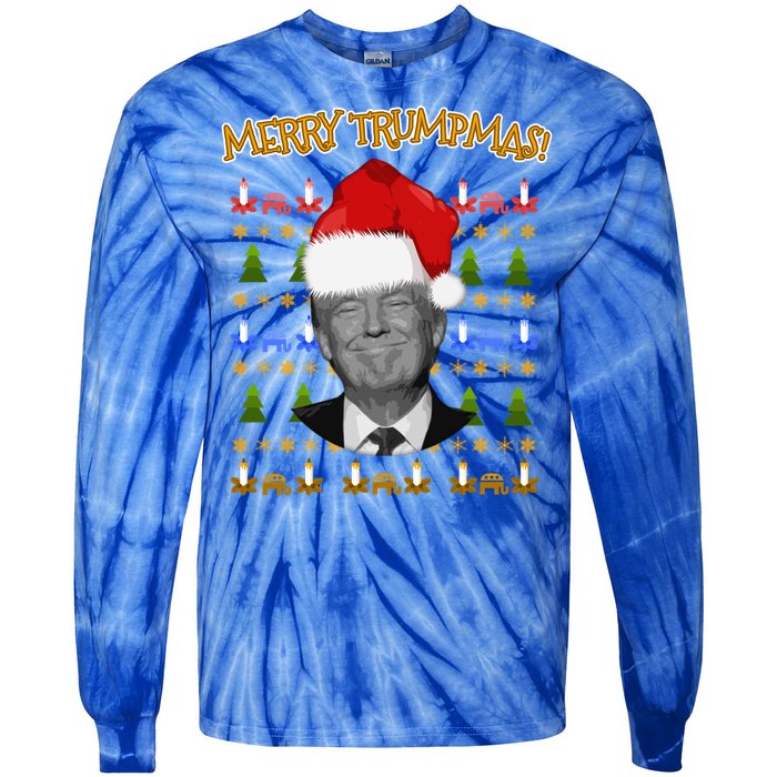 Donald Trump Gift Santa Ugly Christmas Merry Trumpmas Gift Tie-Dye Long Sleeve Shirt