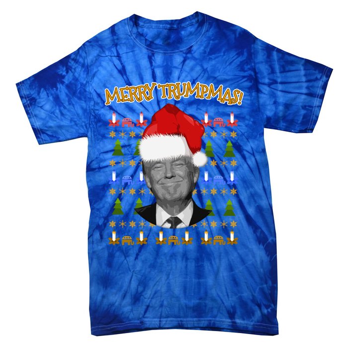 Donald Trump Gift Santa Ugly Christmas Merry Trumpmas Gift Tie-Dye T-Shirt