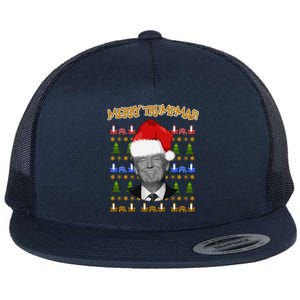 Donald Trump Gift Santa Ugly Christmas Merry Trumpmas Gift Flat Bill Trucker Hat