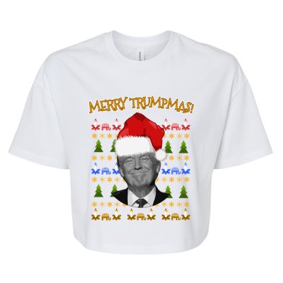 Donald Trump Gift Santa Ugly Christmas Merry Trumpmas Gift Bella+Canvas Jersey Crop Tee